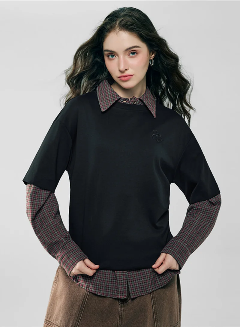 جيوردانو تيشيرت قطني مطرز بلمسة سائلة للنساء